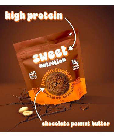Sweet Nutrition Protein Cookies Chocolate Peanut Butter High Protein Gluten Free Low Carb (6 bags/box) - Buy Online on GoSupps.com
