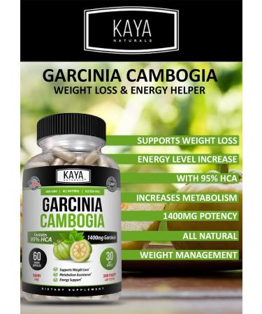 Kaya Naturals Garcinia Cambogia - Non-GMO, Gluten-Free & Soy-Free - 60 Vegetable Capsules for Overall Wellness - Buy Online on GoSupps.com