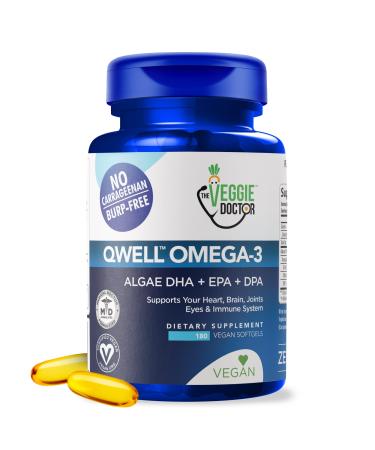 Vegan Omega 3 Supplement Algae Omega 3 with DHA EPA DPA Vegan Capsules from Algal Fish Oil Alternative Plant-Based Algae Oil Formula Non-GMO Carrageenan-Free (180 Capsules 3 Month Supply) 180 Count (Pack of 1)