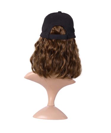 MapofBeauty Short Curly BOB Synthetic Hair Extension Baseball Hat Wig (Brown) - 13 Inch/33 cm - Buy Online on GoSupps.com