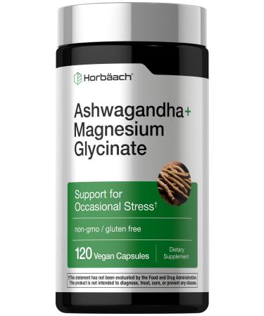 Horb ach Ashwagandha and Magnesium Glycinate | 120 Vegan Capsules | Support Supplement for Stress | Non-GMO Gluten Free