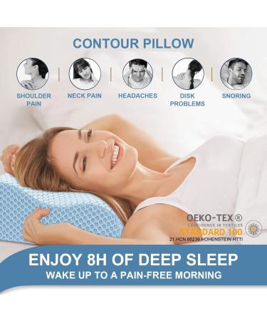Anvo Memory Foam Pillow Neck Contour Cervical Orthopedic FIRM Pillow for Sleeping Side Back Stomach Sleeper Ergonomic Design for Neck and Shoulder Pain Relief - FIRM - Standard 24 x 13.4 x 4.7 inches - Buy Online on GoSupps.com