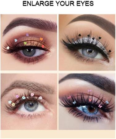 False Lashes W/Colorful Heart/Black Heart/Colorful Flower/Butterfly Makeup DIY Dramatic Glitter Sequin Lashes Comfortable (Color : Butterfly) - Buy Online on GoSupps.com