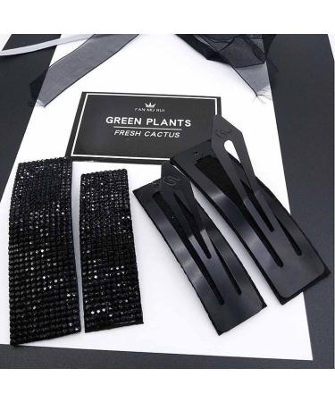 Wendalern Rhinestone Snap Hair Clip Large Crystal Hair Clip Cute Flat Hair Barrettes for Styling Sectioning Faux Diamond Side Clip Hair Accessories for Women Girls Black - Buy Online on GoSupps.com