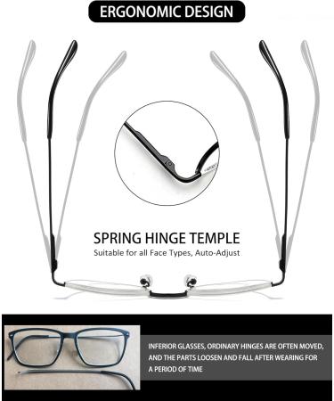 Koosufa Metal Reading Glasses for Men & Women - Spring Hinge Half-Round Frame Stylish & Comfortable Reading Help - Buy Online on GoSupps.com