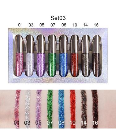 8 Colors Liquid Glitter Eyeliner Set - Shimmering Delineadores de Colores for Eyes - Sparkly Colorful Glitter Gel Liner Pen Pack - Makeup Glitters for Eyes - 8 Count - Buy Online on GoSupps.com