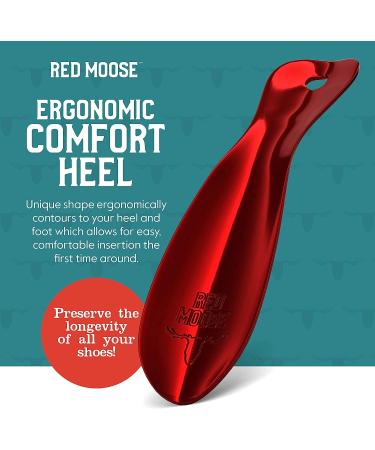 RED MOOSE 7.5-Inch Solid Steel Shoe Horn with Ergonomic Cherry Red Handle - Buy Online on GoSupps.com