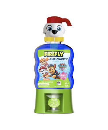 Firefly Kids Anti-Cavity Fluoride Rinse Paw Patrol Alcohol Free Formula ADA Accepted Helps Prevent Cavities Bubble Gum Flavor 16 Ounce 16 Fl Oz (Pack of 1)
