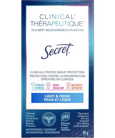 Secret Clinical Strength Soft Solid Antiperspirant and Deodorant Light & Fresh 45 g - Buy Online on GoSupps.com