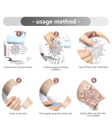 Brown Henna Temporary Tattoo Sticker Set - Exquisite Lace Designs for Women | Waterproof Fake Tattoos for Wedding, Festivals - 8 Sheets - Buy Online on GoSupps.com