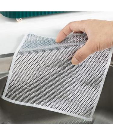 Multipurpose Wire Miracle Cleaning Cloths Opentoz Double Stainless Steel Scrubber Wire Dishwashing Rag for Wet and Dry Steel Wool Scrubber Washable Reusable Scrubs & Cleans for Dishes (5 Pack)