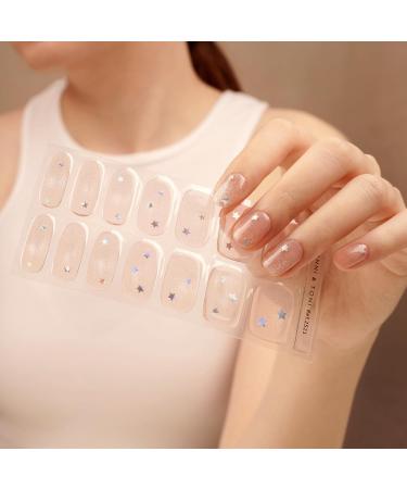 Danni & Toni Half-Hardened Gel Nail Foils - Shooting Stars | Transparent Star Cat Eye Glossy Nail Set | Self-Adhesive UV Gel Nail Wraps | 28 Stickers for Stunning Nail Design - Buy Online on GoSupps.com