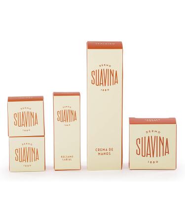 SUAVINA - Moisturizing Lip Balm in Tube 10 ml + 2 Lip Moisturizers in Jars 10 ml + Hand Cream 40 ml + Natural Solid Soap 60 ml - Original Gift Pack of 5 Units - Buy Online on GoSupps.com