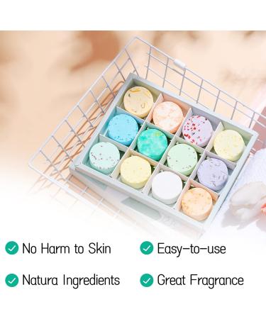 MISHIU Shower Steamers 12 Pack - Menthol, Eucalyptus, Peppermint, Rose & More Essential Oil Aromatherapy Tablets for Morning Boost - Bulk Gift Set for Women & Men - Buy Online on GoSupps.com