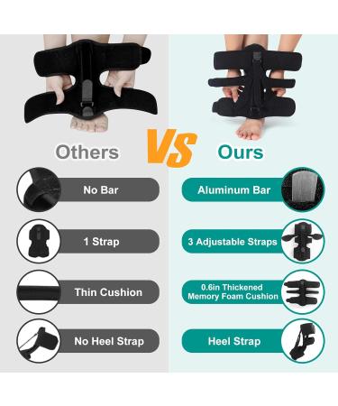 Contatto Plantar Fasciitis Night Splint - 3 Adjustable Straps Aluminum Bar - Relief for Foot Pain Achilles Tendonitis - Unisex Foot Brace - Buy Online on GoSupps.com