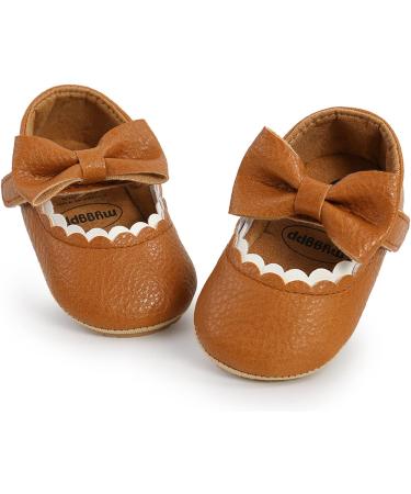 RVROVIC Baby Girl Princess Mary Jane Moccasins | Soft Sole Crib Shoes 12-18 Months | Toddler Dress Shoes B Brown - Buy Online on GoSupps.com