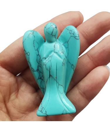 Lovionus89 Synthesis Green Howlite-T rkis W chter Angel Statue - Hand-Carved Healing Crystal Decoration 5cm | Shop Internationally - Buy Online on GoSupps.com