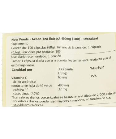 Now Foods Green Tea Extract 400mg - 100 Veg Capsules | Antioxidant Support - Buy Online on GoSupps.com