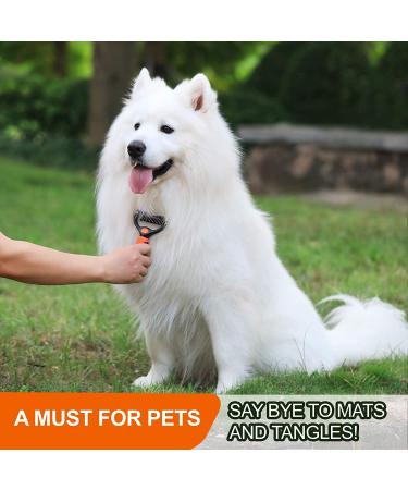 Vigime 2-Page Undercoat Rake | Dog & Cat Brush for Easy Hair Removal | Safe Mat & Matter Remover (Orange) - Buy Online on GoSupps.com