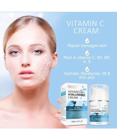 kizenka Moisturiser Cream Hyaluronic Acid Cream Anti Ageing Face Cream Day Cream Moisturiser for Face Neck and Skin - 50ml - Buy Online on GoSupps.com
