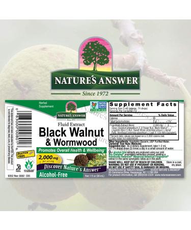 Nature's Answer Black Walnut & Wormwood 2000 mg - Alcohol-Free Herbal Tincture 1 fl oz - Buy Online on GoSupps.com