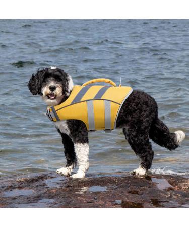 Premium Dog Life Vest & Bathing Suit - Reflective Adjustable Ripstop - XS Yellow for Small Medium & Large Dogs - Buy Online on GoSupps.com