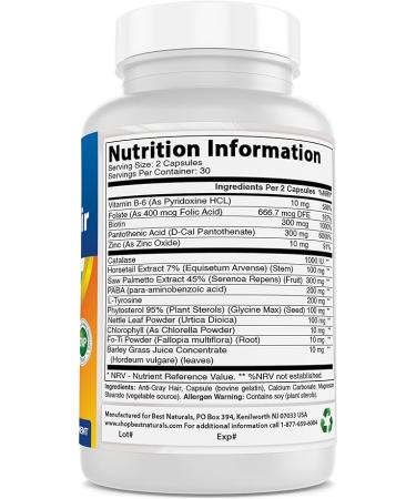 Best Naturals Anti Gray Hair Formula 60 Count - Reverse Gray Hair Naturally - Buy Online on GoSupps.com