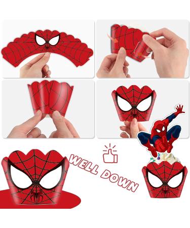 48pcs Superhero Cupcake Toppers & Wrappers - Birthday Party Cake Decorations - Buy Online on GoSupps.com
