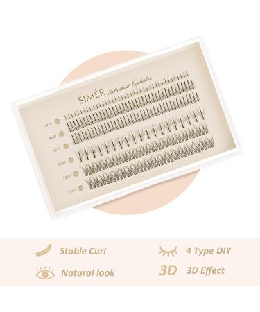 Simer 4 Types Individual Lashes - 220 Clusters, Natural Look Eyelash Extension Kit with Fishtail Lash & False Bottom Lashes - 6-11mm, Makeup DIY - Buy Online on GoSupps.com