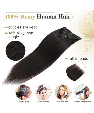 Elailite 100% Remy Human Hair Clip in Extensions - Double Wefts Thick Volume 35cm 120g - #1B Natural Black - Buy Online on GoSupps.com