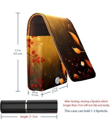 Travel Lipstick Organizer Case - Portable Makeup Bag with Mirror | Autumn Leaves Design | Perfect for On-the-Go Beauty - Buy Online on GoSupps.com