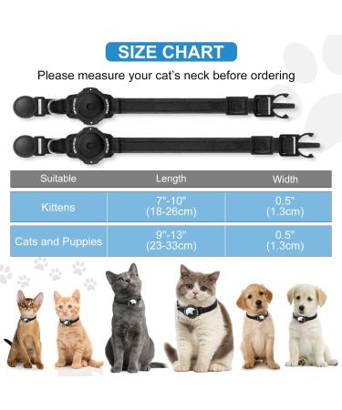 Buy Airtag Cat Collar with Safety Lock & Elastic Band - Black | Fits Kittens Cats & Puppies (23-33cm) | Secure Apple Air Tag Holder - Buy Online on GoSupps.com