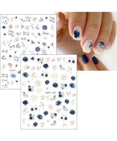 JMEOWIO 9 Sheets Spring Flower Nail Art Stickers Decals Self-Adhesive Floral Summer Nail Supplies Nail Art Design Decoration Accessories - Buy Online on GoSupps.com