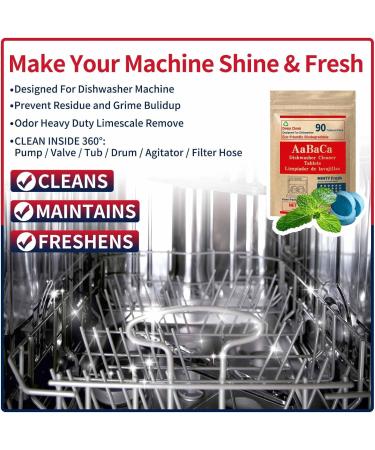 Buy Eco-Friendly Dishwasher Cleaner Tablets (90 Counts) - Minty Fresh Scent Deep Clean 360 Plastic-Free Long-Lasting - Buy Online on GoSupps.com
