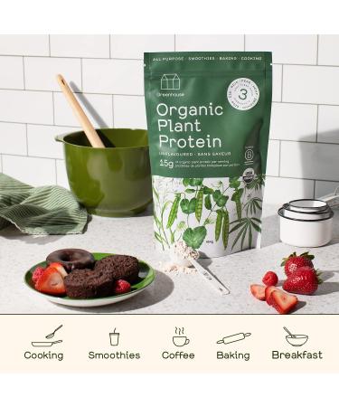 Greenhouse Juice Organic Plant Protein Powder 454g | Organic Vegan Unflavored All-Purpose Complete Protein Powder with Pea Brown Rice and Hemp Protein - Buy Online on GoSupps.com