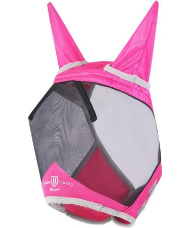 Harrison Howard CareMaster Pro Luminous Horse Fly Mask - UV Protection & Ear Protection in Pink for Thoroughbreds (M) - International Shipping Available - Buy Online on GoSupps.com