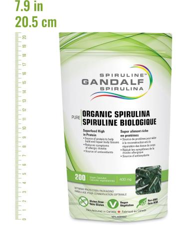 Gandalf Certified Organic Spirulina Vegan Capsules Ultra Pure Blue-Green Algae Certified 3rd Party Tested Canada s Most Trusted Brand 400mg per capsule - Buy Online on GoSupps.com