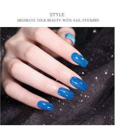 JMEOWIO Semi Cured Gel Nail Strips - Blue Cat Eye Design | Nail Art Supplies & Accessories for Stunning Nails - Buy Online on GoSupps.com