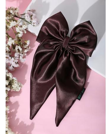 Arendelle Satin Long Tail Bow in Brown | Bow Hairpin clip for Women and Girls | Anti-Hair Breakage Hairclips ABW011  - Buy Online on GoSupps.com