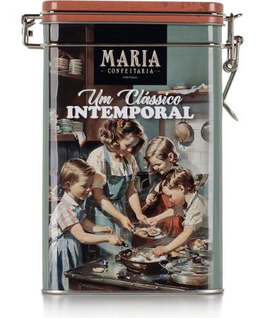 Maria Confeitaria Apple and cinnamon biscuits in a vintage-style tin - 150g - Crispy and spiced biscuits - Reusable tin for gifting or tea time