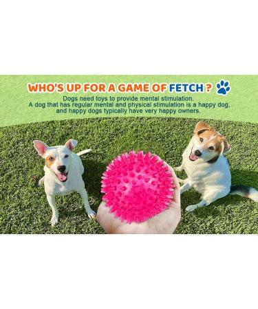 Petizer Squeaking Dog Toys - 3-Piece Rubber & Cotton Set for Small & Medium Dogs | Spiked Ball & Throwing Cubes for Boredom & Dental Care - Pink Red Yellow - Buy Online on GoSupps.com