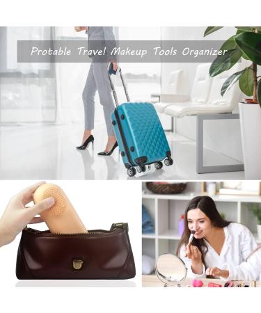 Travel Makeup Brush Holder | Waterproof Silicone Organizer Bag Case for Women | Trendy Khaki Makeup Tools Holder - Buy Online on GoSupps.com
