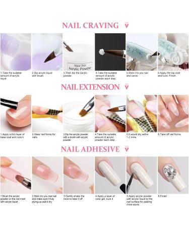 Acrylic Nail Kit Acrylic Powder Set Electric Nail Drill Nail Lamp Acrylic Nail 3D Art Manicure Supplies for beginners with everything (MT20-29) 6 Color Set-B - Buy Online on GoSupps.com