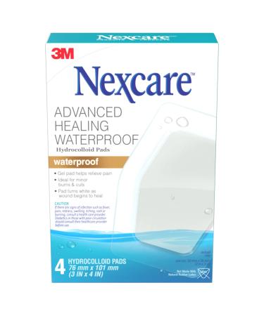 Nexcare Advanced Healing Hydrocolloid Pad AHD-04-CA Waterproof 3 in x 4 in (76 mm x 101 mm) 4/Pack