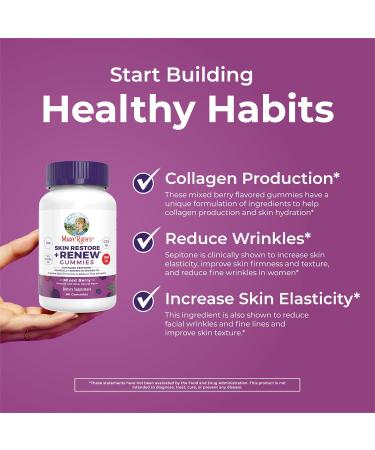 MaryRuth's Skin Restore + Renew Gummies With Hyaluronic Acid | Skin Hydration | Clinically Shown in Women to Reduce Fine Wrinkles & Improve Skin Firmness | Vegan Collagen Production | 60 Gummies - Buy Online on GoSupps.com
