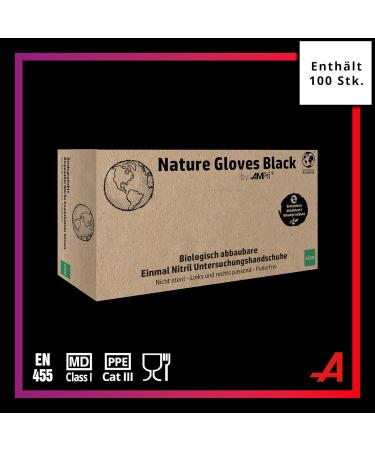 Ampri Biodegradable Nitrile Gloves - Black Powder-Free XS Size 100 Pieces/Box | Eco-Friendly Nature Gloves by Med-Comfort - Buy Online on GoSupps.com