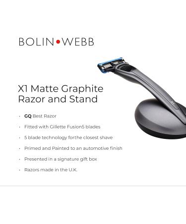 Bolin Webb X1 Razor & Stand - Matte Graphite Luxury Gift Set for Men | 5 Blade Cartridge for Smooth Shave - Buy Online on GoSupps.com