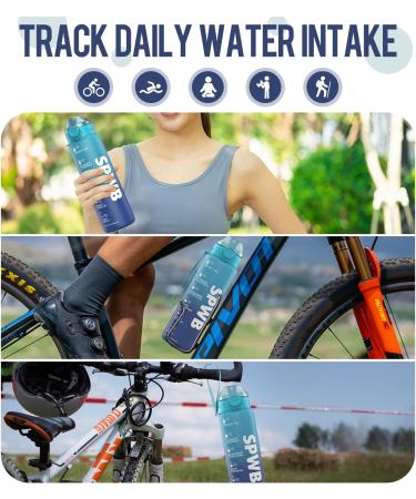 SPWB 1L Leak-Proof Sports Bottle | BPA-Free Tritan Water Bottle with Filter & Time Marking | Ideal for Cycling Fitness Hiking Camping & School - Blue Waves - Buy Online on GoSupps.com