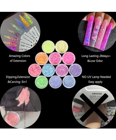 12 Colors Acrylic Powder Set - Mermaid Hexagon Chunky Glitter for Nail Extension & Dipping | Professional 3 in 1 Acrylic Polymer No Nail Lamp Needed - Buy Online on GoSupps.com