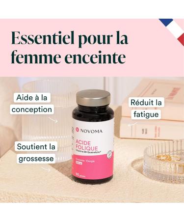 NOVOMA Folic Acid 400 g Vitamin B9 Quatrefolic Design & Early Pregnancy Food Supplement for Pregnant Women 3 Months Cure 90 Capsules Made in France - Buy Online on GoSupps.com